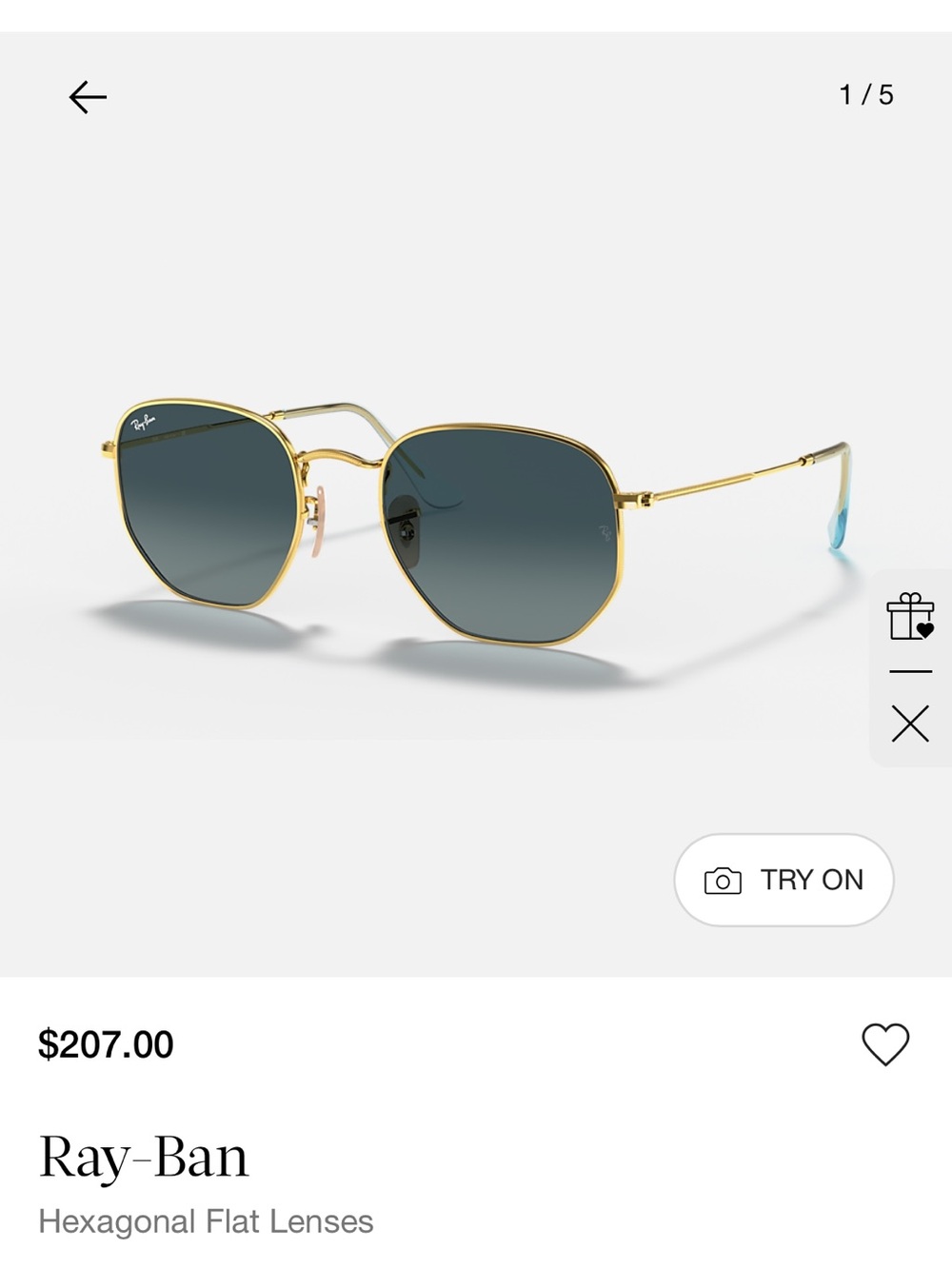 Ray-Ban Gold Frame Sunglasses with blue Lenses